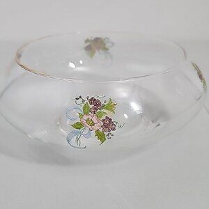 Vintage Fenton Clear Frosted Floral Candy Bowl